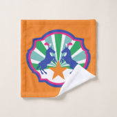 サーカスカラフルショーポニーパーソナライズされた バスタオルセット (ウォッシュタオル)