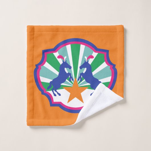 サーカスカラフルショーポニーパーソナライズされた バスタオルセット (ウォッシュタオル)