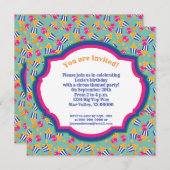 サーカスカラフルスナック&ショーポニー誕生日 招待状 (正面/裏面)