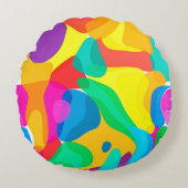 サーカスカラーズカオス抽象芸術アートパターン ラウンドクッション (正面)