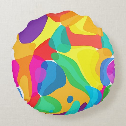 サーカスカラーズカオス抽象芸術アートパターン ラウンドクッション (裏面)