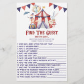 サーカスカーニバルを見つけるゲストベビーシャワーゲーム 便箋 (正面)