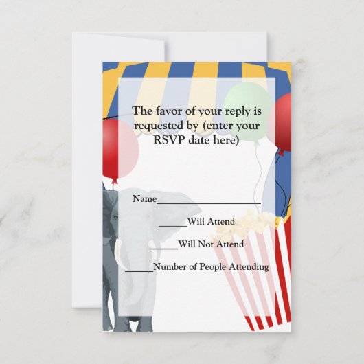 サーカスカーニバルカスタム誕生日 出欠カード (裏面)