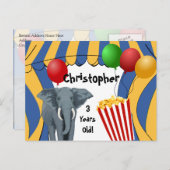 サーカスカーニバルカスタム誕生日 案内ポストカード (正面/裏面)