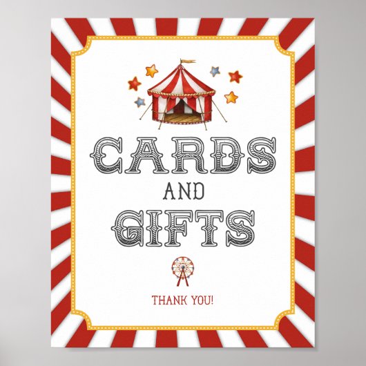 サーカスカーニバルカードとギフトパーティー標識 ポスター (正面)