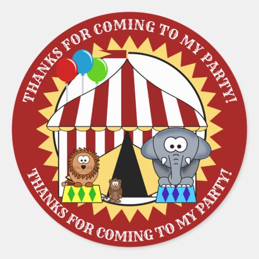 サーカスカーニバルサンキューステッカー ラウンドシール (正面)
