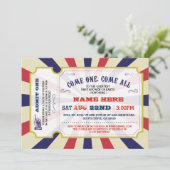 サーカスカーニバルジェンダーリビールベビーシャワー招待状 招待状 (スタンド正面)