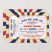 サーカスカーニバルジェンダーリビールベビーシャワー招待状 招待状 (正面/裏面)