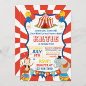 サーカスカーニバルゾウ誕生日招待状 招待状 (正面/裏面)