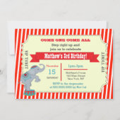 サーカスカーニバルチケットバースデーパーティ招待状 招待状 (正面)