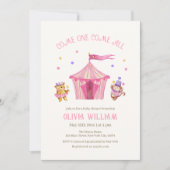 サーカスカーニバルテディベアーモンキーベビーシャワー 招待状 (正面)