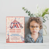 サーカスカーニバルテント動物誕生日写真 招待状 (スタンド正面)