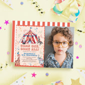 サーカスカーニバルテント動物誕生日写真 招待状