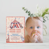 サーカスカーニバルテント動物1st誕生日の写真 招待状 (スタンド正面)