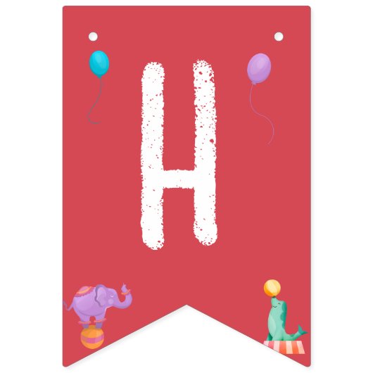 サーカスカーニバルテーマキッズバースデーパーティー バンティングフラッグ (第2の旗)