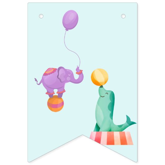 サーカスカーニバルテーマキッズバースデーパーティー バンティングフラッグ (第1の旗)