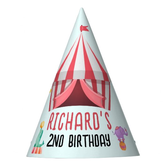 サーカスカーニバルテーマキッズバースデーパーティー パーティーハット (正面)