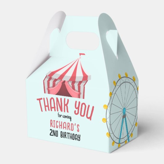 サーカスカーニバルテーマキッズバースデーパーティー フェイバーボックス (裏面サイド)