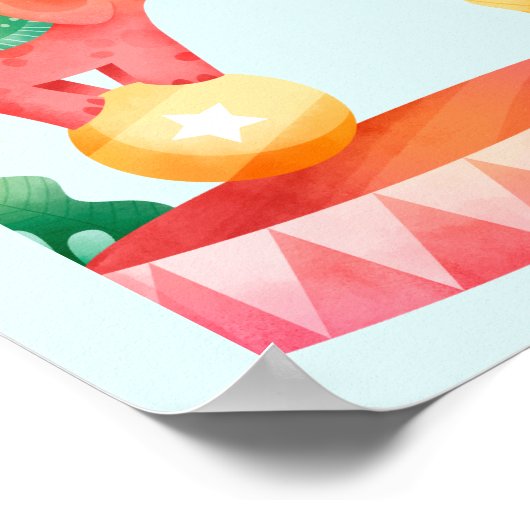 サーカスカーニバルテーマキッズバースデーパーティー ポスター (角)