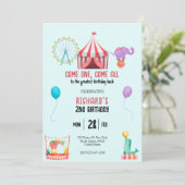 サーカスカーニバルテーマキッズバースデーパーティー 招待状 (スタンド正面)