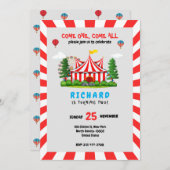 サーカスカーニバルテーマ誕生日パーティー 招待状 (正面/裏面)