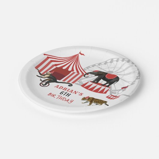 サーカスカーニバルフェスティバルテーマビッグトップ誕生日 ペーパープレート (アングル)