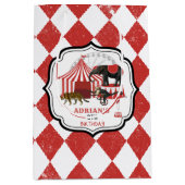 サーカスカーニバルフェスティバルテーマビッグトップ誕生日 ミディアムペーパーバッグ (正面)