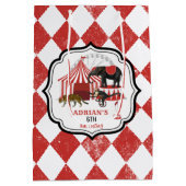 サーカスカーニバルフェスティバルテーマビッグトップ誕生日 ミディアムペーパーバッグ (裏面)