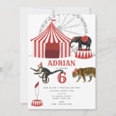サーカスカーニバルフェスティバルテーマビッグトップ誕生日 招待状 (正面)
