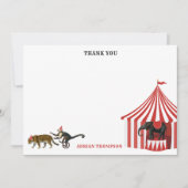 サーカスカーニバルフェスティバル動物ビッグトップキッズ サンキューカード (正面)