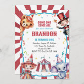 サーカスカーニバルフェスティバル1st誕生日招待状 招待状 (正面/裏面)