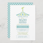 サーカスカーニバルブルーグリーンベビーシャワー招待状 招待状 (正面/裏面)
