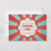 サーカスカーニバルレッドブルーホワイト誕生日 サンキューカード (正面)