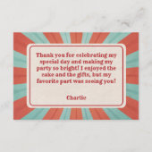 サーカスカーニバルレッドブルーホワイト誕生日 サンキューカード (裏面)