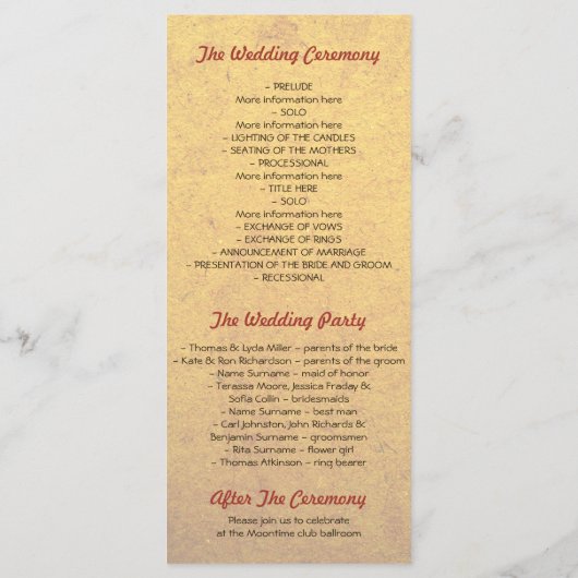 サーカスカーニバルヴィンテージウェディングプログラム プログラム (裏面)