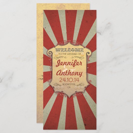 サーカスカーニバルヴィンテージウェディングプログラム プログラム (正面/裏面)