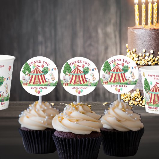 サーカスカーニバル動物とビッグトップありがとう ラウンドシール
