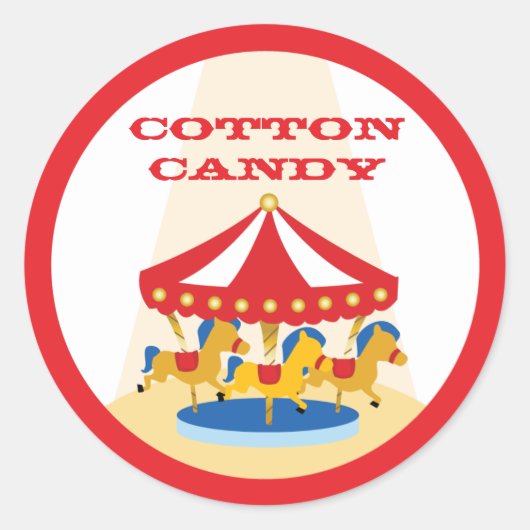 サーカスカーニバル回転木馬ステッカー ラウンドシール (正面)