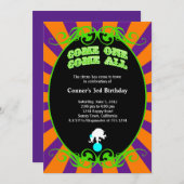 サーカスカーニバル招待状オレンジアンドパープル 招待状 (正面/裏面)