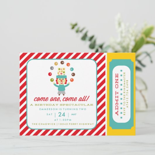 サーカスカーニバル誕生会招待招待状 招待状 (スタンド正面)