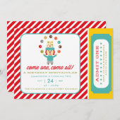 サーカスカーニバル誕生会招待招待状 招待状 (正面/裏面)