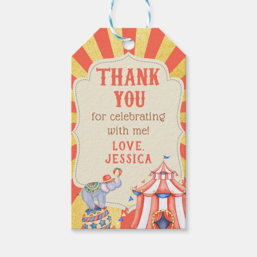 サーカスカーニバル誕生日ありがとう ギフトタグ (正面)