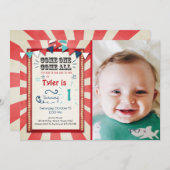 サーカスカーニバル誕生日の招待ビッグトップ 招待状 (正面/裏面)