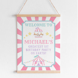 サーカスカーニバル誕生日ウェルカムサイン ポスター