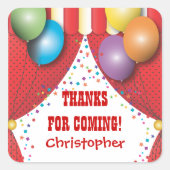 サーカスカーニバル誕生日サンキューステッカー スクエアシール (正面)