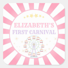サーカスカーニバル誕生日サンキューラベル スクエアシール