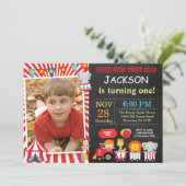 サーカスカーニバル誕生日パーティフォト招待状 招待状 (スタンド正面)