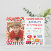 サーカスカーニバル誕生日パーティフォト招待状 招待状 (スタンド正面)