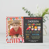 サーカスカーニバル誕生日パーティフォト招待状 招待状 (スタンド正面)