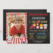 サーカスカーニバル誕生日パーティフォト招待状 招待状 (正面/裏面)